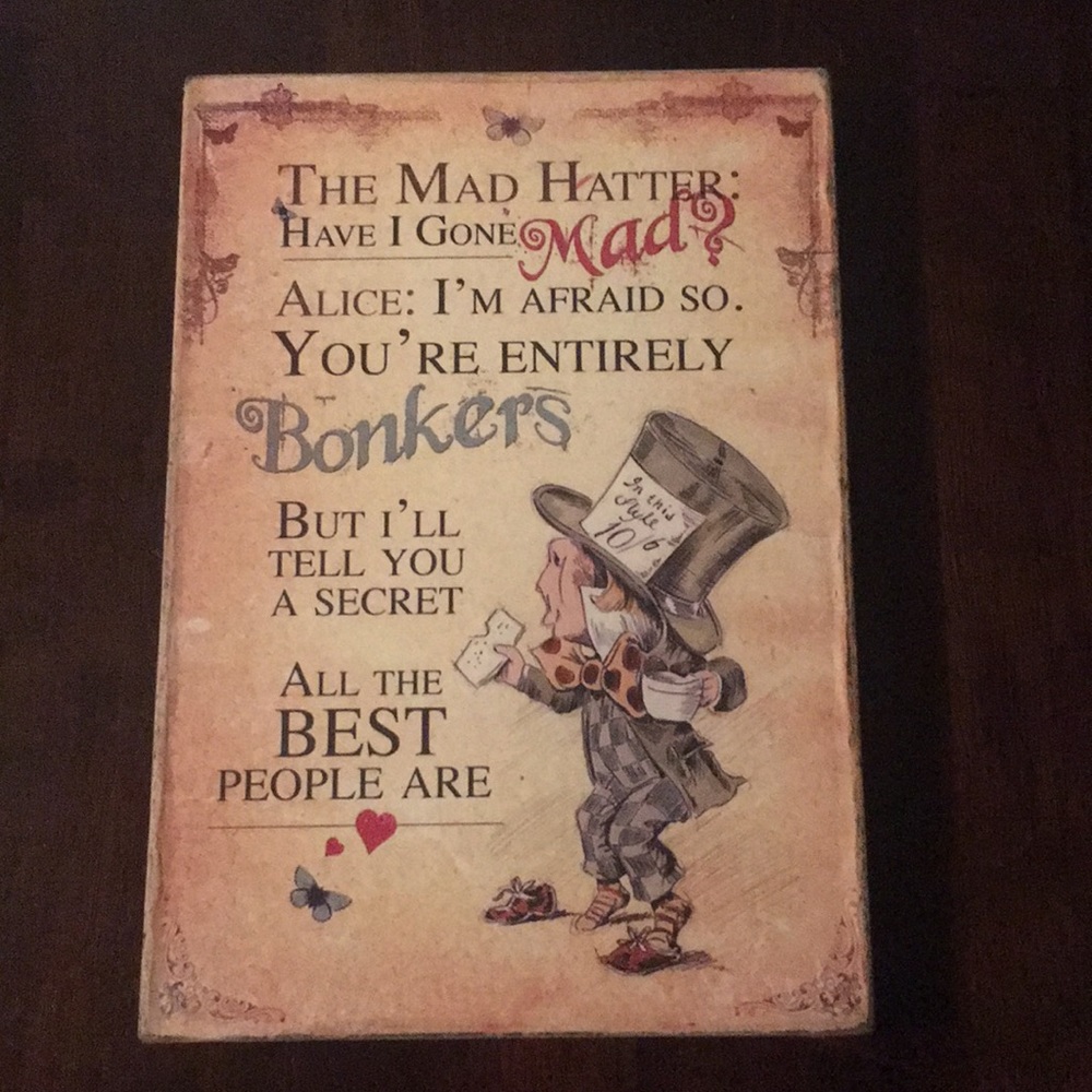 Alice in Wonderland decorative wooden tablet